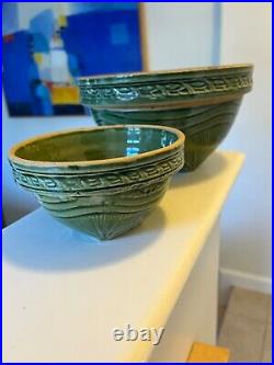 Rare Set with Tiny Bowl Sunburst Pattern Green Yellow wear McCoy Bowl