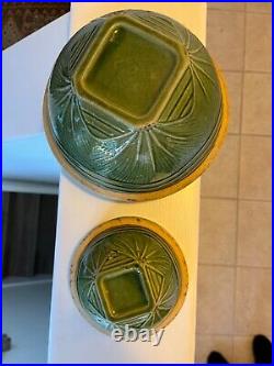 Rare Set with Tiny Bowl Sunburst Pattern Green Yellow wear McCoy Bowl