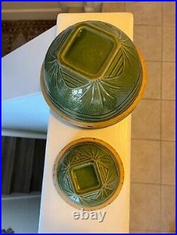 Rare Set with Tiny Bowl Sunburst Pattern Green Yellow wear McCoy Bowl