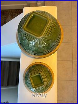 Rare Set with Tiny Bowl Sunburst Pattern Green Yellow wear McCoy Bowl