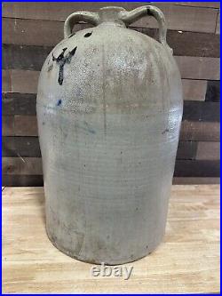 Rare Stoneware Crock 20 Gallon 2 Handle Cobalt Blue Jug Large Cooler Double