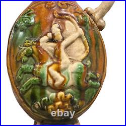 Rare Unusual Chinese Sancai Tang Dynasty Figural Phoenix Glazed Stoneware Ewer
