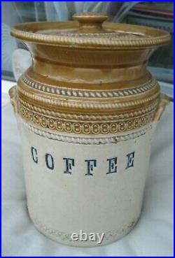 Rare Vintage Grosvenor Pottery Two Tone Coffee Stoneware Storage Jar & LID