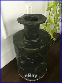 Rare Vintage Mid Century Brutalist Large Black Studio Stoneware Ceramic Pottery