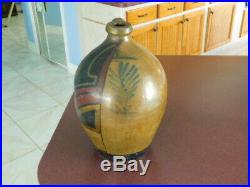 Rare painted Native American 2 gallon Primitive Bee String Feather Stoneware Jug