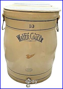 Red Wing 10 Gallon Water Cooler Stoneware Daisy Lid Spigot Crock Antique Pottery