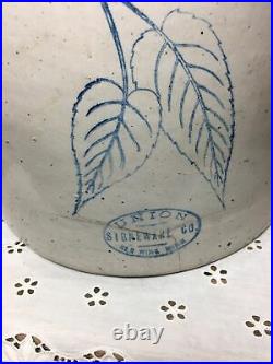 Red Wing Birch Leaf 4 Gallon Oval Union Crock Stoneware Pottery Blue Good Cond