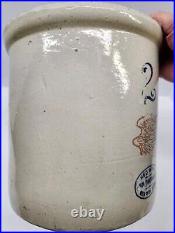 Red Wing Stoneware 2 Gallon Crock 4 Wing Design Antique No Chips or Cracks READ