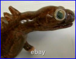 Reggie Meaders Stoneware Dinosaur 16.5 Long. Rare Form