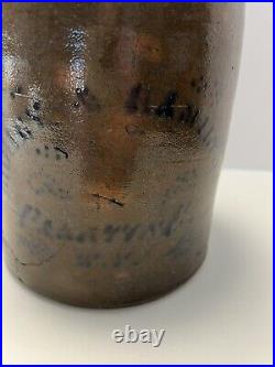Richie & Hamilton Palatine WV Salt Glazed Stoneware Crock withCobalt Stencil