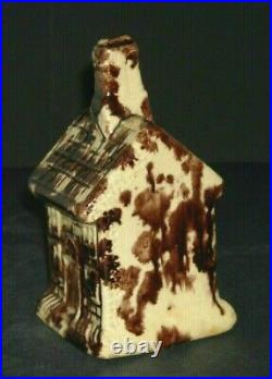 Rockingham Glazed Yellow Ware Still Penny Bank Figural Cottage Stoneware