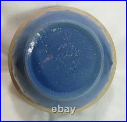 Ruckels UHL Pottery Primitive Antique Blue Stoneware Bowl 10 Unmarked GC