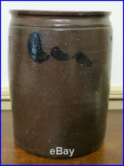 SCARCE 19th C S H SONNER STRASBURG VA Cobalt BLUE DECORATED Stoneware Crock Jar