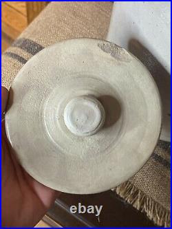 SCARCE Antique Primitve Salt Glazed Stoneware J. M. PRUDEN Elizabeth NJ Jar & Lid