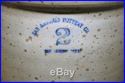 San Antonio Texas 2 Gallon Pottery Stoneware Crock Tex TX Cobalt Stencil Stamp