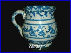 Scarce Blue & White Spongeware Shaving Mug (Double Banded) Stoneware Salt Glaze