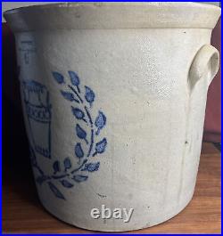 Six Gallon Stoneware Crock With Stenciled Urn & Wreath Somerset Potters 1875
