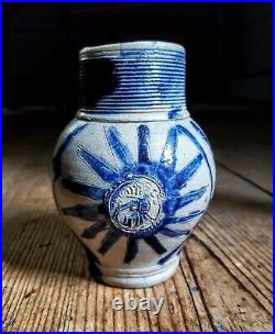 Small 18th century Westerwald stoneware GR jug circa 1750