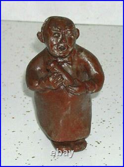 Small 4 1/4 Whimsical Redware Sewer Tile Bartender Figural Stoneware