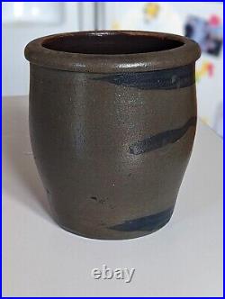 Small 6.5 Freehand 3 Stripe PA Pennsylvania Stoneware Cream Pot Crock