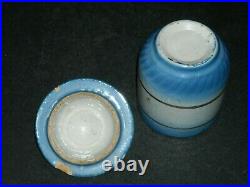 Small Diffused Blue & White Stoneware NUTMEG Spice Jar Canister Salt Glaze