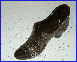 Small Miniature 5 1/4 Brown Albany Slip Glazed Stoneware Figural Shoe Slipper
