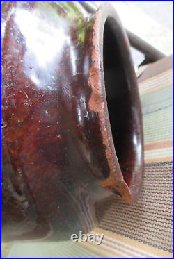 Southern Glazed Redware Jug Vase Pottery Stoneware