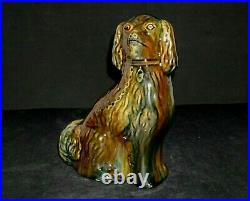 Sponged Yellow Ware Figural Cavalier Spaniel Dog Stoneware Scottish Scotland