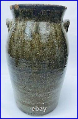 Stoneware Churn Jar Signed Isaac Gay Union County NC Primitive Jug Gift