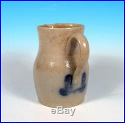Stoneware Cobalt Decorated Antique Small 1/2 Quart Pitcher Southern Folk Pottery