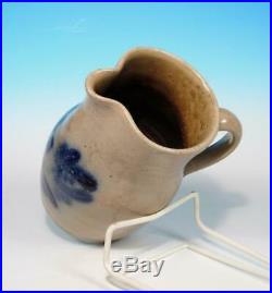 Stoneware Cobalt Decorated Antique Small 1/2 Quart Pitcher Southern Folk Pottery