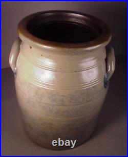 Stoneware Crock J. Weaver 12 Jar Primitive container grey & blue Floral 3 Gal