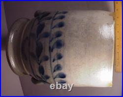 Stoneware Crock J. Weaver 12 Jar Primitive container grey & blue Floral 3 Gal