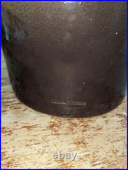 Stoneware Jug Peoria Pottery Albany Slip Double Stamped. 2 Gallon Orange Tone