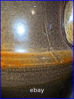 Stoneware Jug Peoria Pottery Albany Slip Double Stamped. 2 Gallon Orange Tone