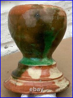 Strasburg VA Crock Multi-Glaze Egg Cup Attributed to J. Eberley or S Bell & Sons