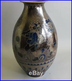 Superb 18 GERMAN ART DECO Stoneware Art Pottery Vase c. 1930 Artist Signed