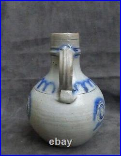 TOP quality 17th Century German stoneware jug with 2 lions no Bellarmine