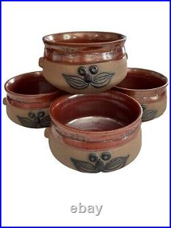 Takahashi Le Chef Pottery Hand Painted Stoneware Face Soup Cereal Bowl Set of 4