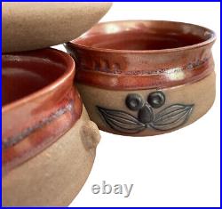 Takahashi Le Chef Pottery Hand Painted Stoneware Face Soup Cereal Bowl Set of 4