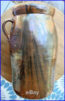 Texas Pottery Stoneware 4 Gallon Antique Crock Tex TX Awesome Glaze! Rusk Co