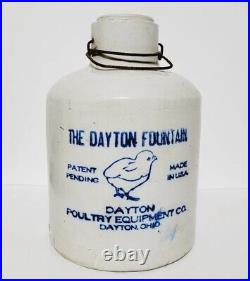 The Dayton Fountain Poultry Equipment 1 Gallon Cobalt Stoneware Crock Antique
