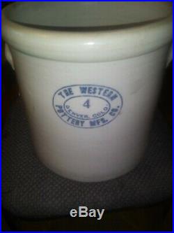 The Western Pottery RARE MFG CO Denver Colorado 4 Gallon Crock GOURGOUS