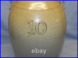 VTG 10 Gallon 2 Handled Glazed Alabama or Midwestern Stoneware Jug 23 Crack