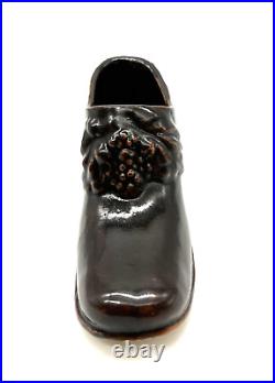 VTG/Antique Brown Albany Slip Glazed Stoneware Pottery Figural Shoe Collectible