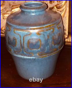 Vase Art Pottery Blue Stoneware Knabstrup Danish Mid Century MOD Vtg Antique
