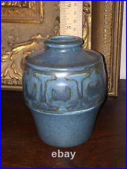 Vase Art Pottery Blue Stoneware Knabstrup Danish Mid Century MOD Vtg Antique