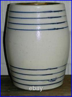 Very Good 19th Cen NY Stoneware Co. Cobalt Decorated and Banded Water Cooler