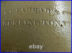 Very Good Antique E. L. Farrar Burlington Vt. Ovoid Stoneware Jug 11 tall
