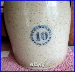Very Rare 10 Gallon Beehive Salt Glazed Stoneware Jug Similar To Macomb Pottery